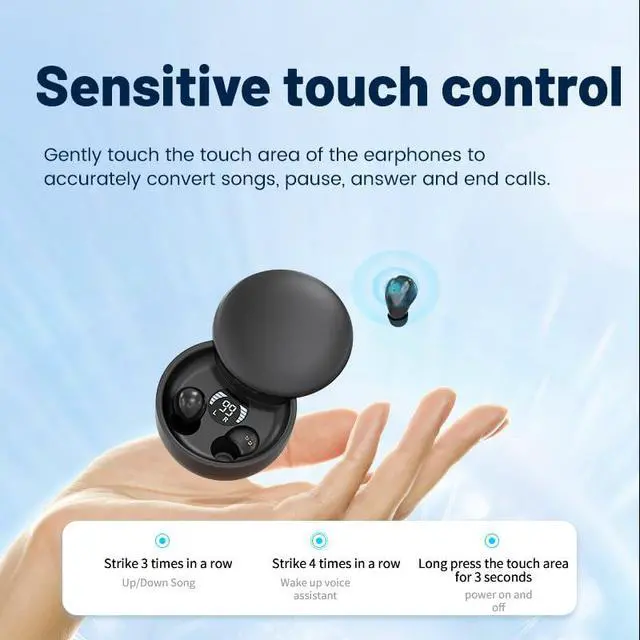 Alt view image 2 of 7 - Mini Invisible Bluetooth Earbuds,Ultra-Light Comfort Fit Sleep Headphones for Side Sleepers,Mini Noise Blocking Sleep Earphones,Bluetooth 5.4 Wireless Earbuds for Sleeping, Working, (Black)