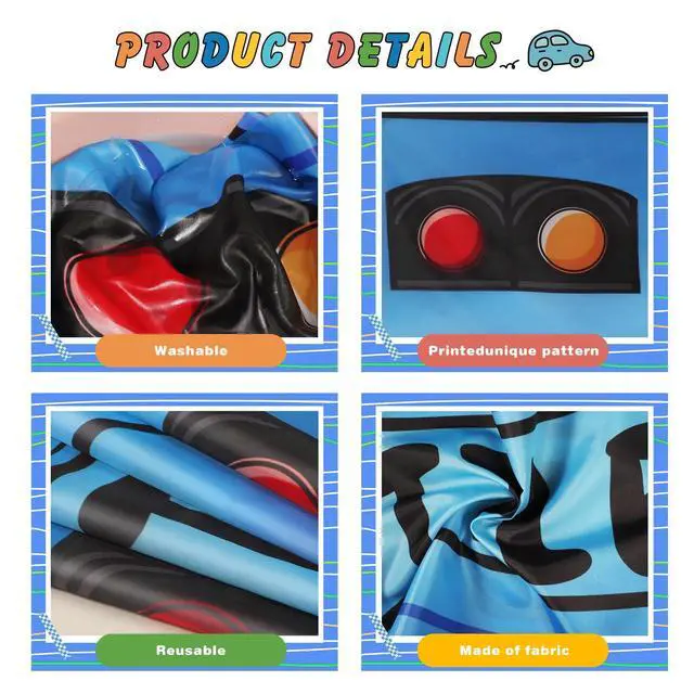 Alt view image 3 of 7 - Blue Bus Birthday Banner, Bus Backdrop for Birthday Decorations | Blue Bus Themed Backdrop for Birthday Party Decorations, Photo Booth Props, Door and Wall Decorations