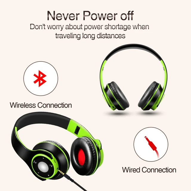 Alt view image 5 of 7 - Bluetooth Headphones Over Ear, Wireless Headphones with 5 EQ Modes, 20 Hours Playtime Foldable HiFi Stereo Headset with Microphone, FM/TF for Cellphone/PC/Work/Travel/Kids/Adults/Gift (Green)