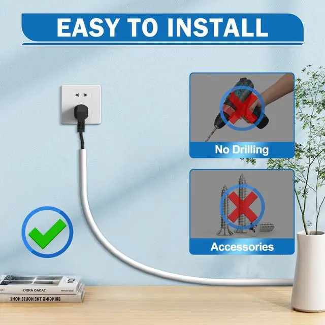 Alt view image 3 of 7 - Wall Cord Hider 78 Inch Cable Hider for Walls W0.59 H0.39in White | Self Adhesive, Flexible, PVC Material, for Wall Mount TV, Cable Concealer, Wire Cover Raceway for Home & Office