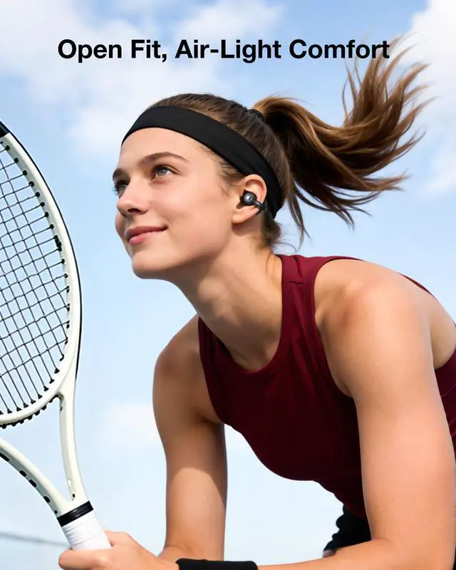 Alt view image 2 of 7 - Open Ear Clip-On Earbuds, Lightweight Portable Wireless Headphones, Comfortable Wear with 40H Long Playtime(Black)
