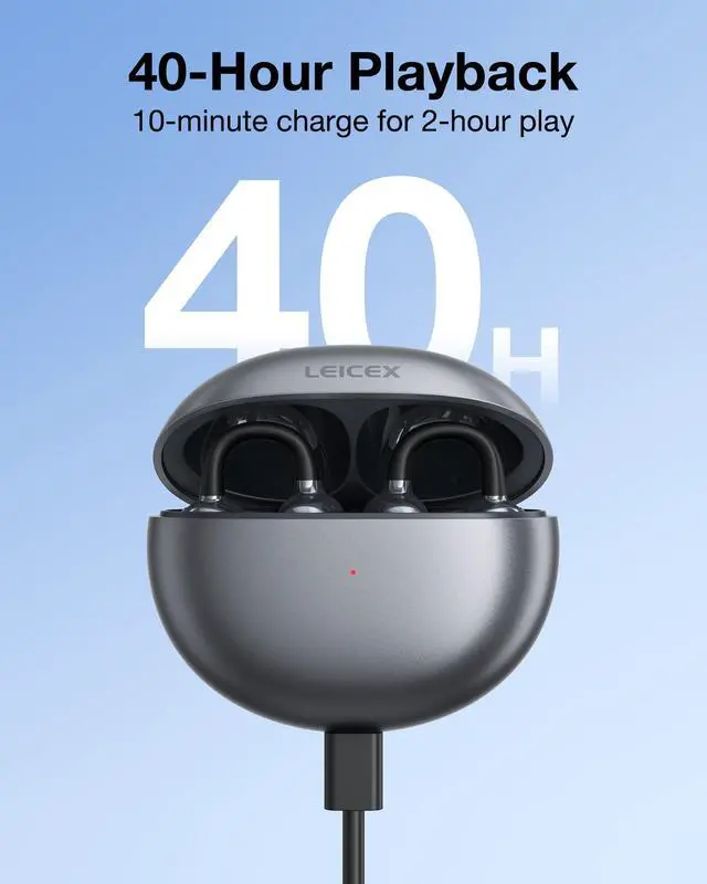 Alt view image 5 of 7 - Open Ear Clip-On Earbuds, Lightweight Portable Wireless Headphones, Comfortable Wear with 40H Long Playtime(Black)