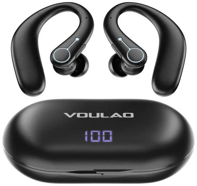Main image of VOULAO Open-Ear Bluetooth Headphones, Personal Sound Amplification Earbuds with Noise Cancellation, 5-Level Volume Control, IPX4 Waterproof, Anti-Fall Ear Hooks for Clearer Listening & Daily Use