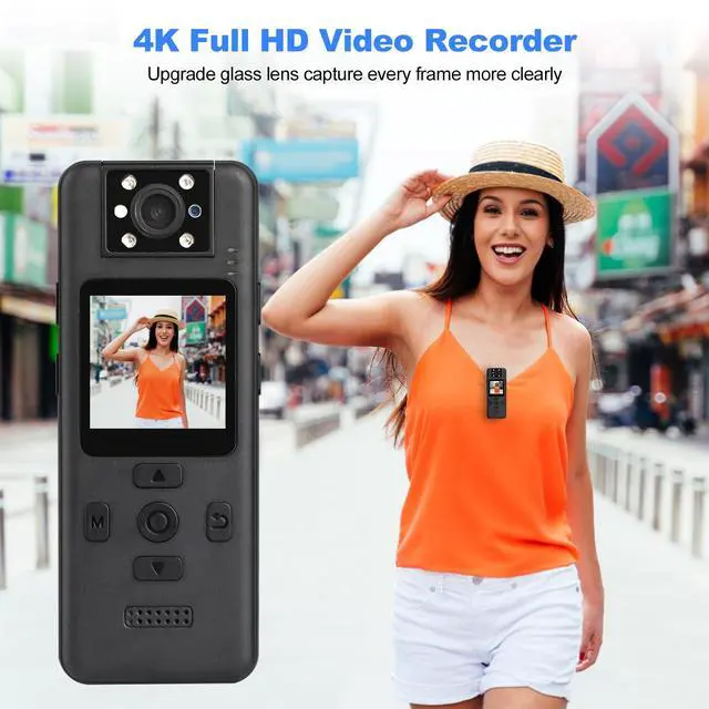 Alt view image 2 of 6 - 4K Body Camera with Audio, Wearable Cam | 180° Rotating Lens, 6H Battery, IR Night Vision, Mini Cam for Pet, Office, Law Enforcement, No Wi-Fi, No SD Card