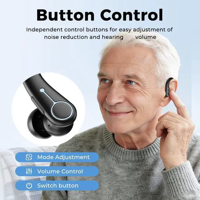 Alt view image 6 of 7 - VOULAO Open-Ear Bluetooth Headphones, Personal Sound Amplification Earbuds with Noise Cancellation, 5-Level Volume Control, IPX4 Waterproof, Anti-Fall Ear Hooks for Clearer Listening & Daily Use