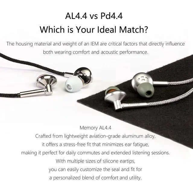 Alt view image 2 of 7 - HiFi E13P-AL in-Ear Earphones Aluminum Alloy Planar IEM Memory 4.4mm Super Linear Planar Driver HiFi Earphones Suitable for 4.4mm Stock and Other Devices
