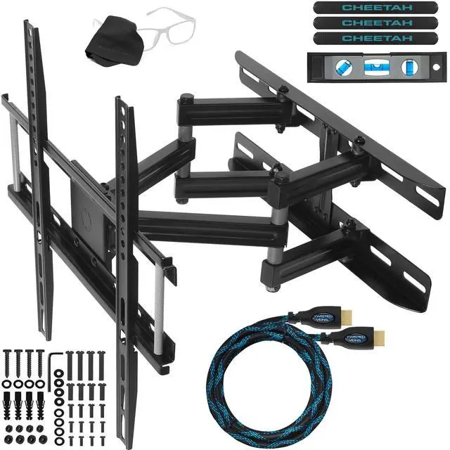 Main image of Articulating Dual Arms TV Wall Mount for 32-65 Inch TVs, 115lbs VESA 400x400mm, 16" Studs, New TVs up to 83", Low Profile & Extends 14", Full Motion Tilt Swivel Bracket & 10 ft HDMI Cable