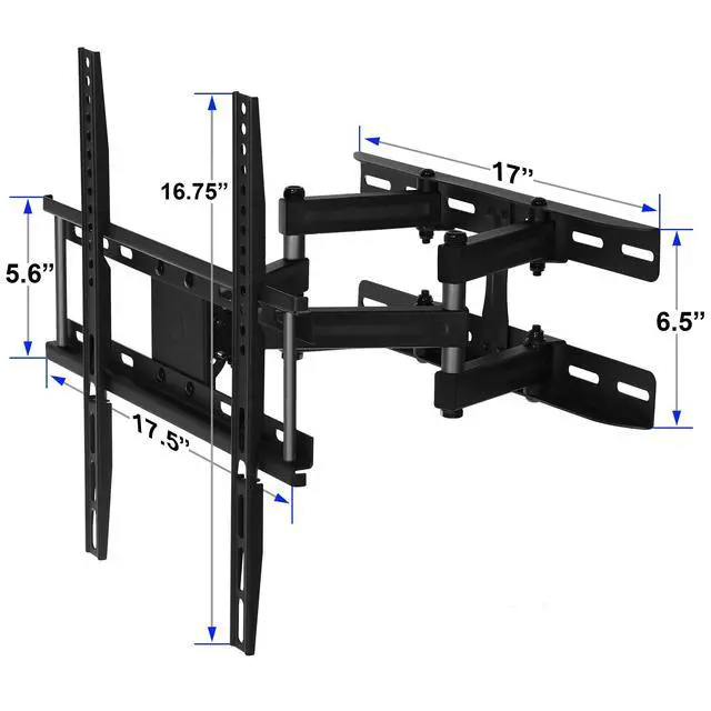 Alt view image 3 of 7 - Articulating Dual Arms TV Wall Mount for 32-65 Inch TVs, 115lbs VESA 400x400mm, 16" Studs, New TVs up to 83", Low Profile & Extends 14", Full Motion Tilt Swivel Bracket & 10 ft HDMI Cable
