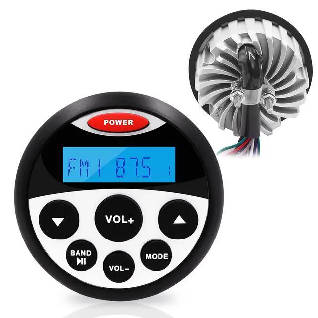 Alt view image 2 of 7 - Marine Stereo - Waterproof Bluetooth MP3 USB AM/FM Radio with 2 Black Speakers (304-4001B)