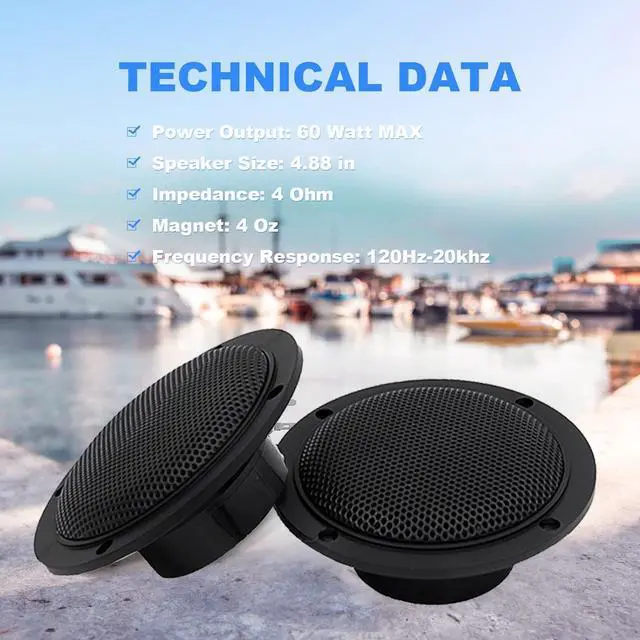 Alt view image 5 of 7 - Marine Stereo - Waterproof Bluetooth MP3 USB AM/FM Radio with 2 Black Speakers (304-4001B)