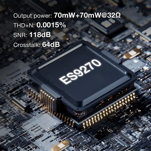 Alt view image 2 of 7 - SD2 3.5mm to USB-C DAC Dongle, ES9270 Chip, Type-C Headphone Adapter, Hi-Res PCM/DSD128, HD Mic Support, 20Hz-40kHz Frequency Response, Inline Control, Zero Delay, White