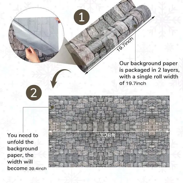 Alt view image 3 of 7 - 164 ft x 39.4 Inch Stone Wall Tablecloth Roll Plastic Disposable Medieval Castle Table Cover Brick Backdrops Knight Themed Party Supplies for Halloween Medieval Birthday Party Decorations