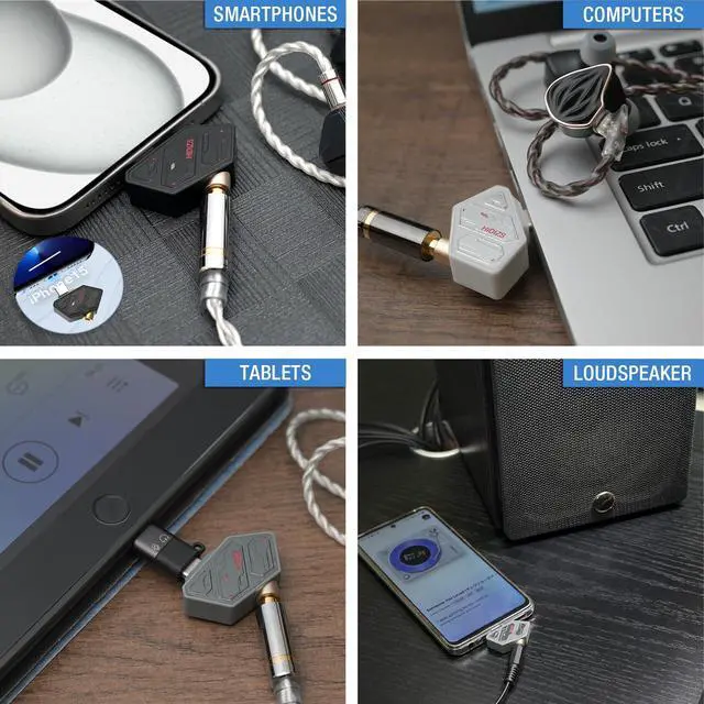 Alt view image 5 of 7 - SD2 3.5mm to USB-C DAC Dongle, ES9270 Chip, Type-C Headphone Adapter, Hi-Res PCM/DSD128, HD Mic Support, 20Hz-40kHz Frequency Response, Inline Control, Zero Delay, White