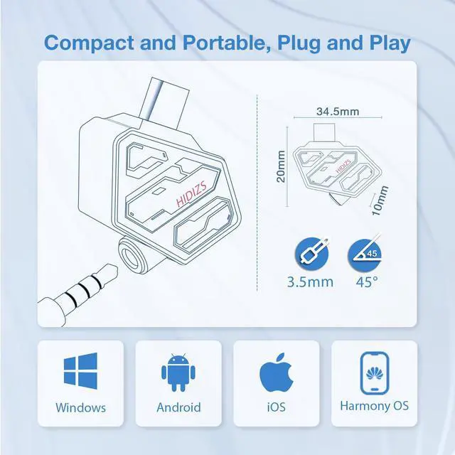 Alt view image 7 of 7 - SD2 3.5mm to USB-C DAC Dongle, ES9270 Chip, Type-C Headphone Adapter, Hi-Res PCM/DSD128, HD Mic Support, 20Hz-40kHz Frequency Response, Inline Control, Zero Delay, White