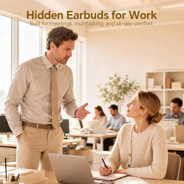 Alt view image 4 of 7 - Mini Invisible Small Earbuds Wireless Bluetooth Ear Buds for Small Ears Women Invisible Hidden Headphones Discreet Smallest Micro Tiny Comfortable Flesh Colored Skin Color Earbuds for Work
