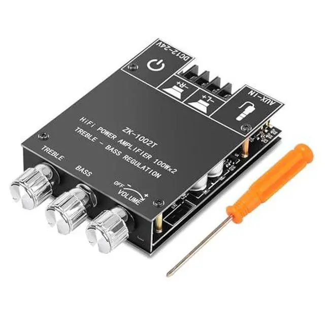 Alt view image 2 of 7 - ZK-1002T Bluetooth Audio Amplifier Board,100W×2Power Amplifier,DC12-24V Bluetooth Audio Power Amplifier Board, Board with Treble and Bass Control,Supports AUX/Bluetooth