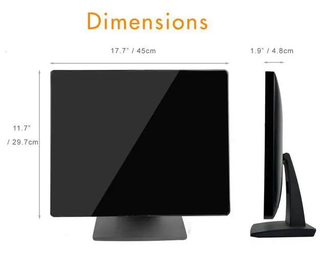 Alt view image 3 of 7 - 19 Inch 16:10 Touchscreen POS Monitor, LED Backlit 10 Points Multi-Touch HDMI VGA, 1440 x 900, True Flat Seamless Water & Dust Proof Front Screen, for Office, Retail, Restaurant, Bar, Gym, Warehouse