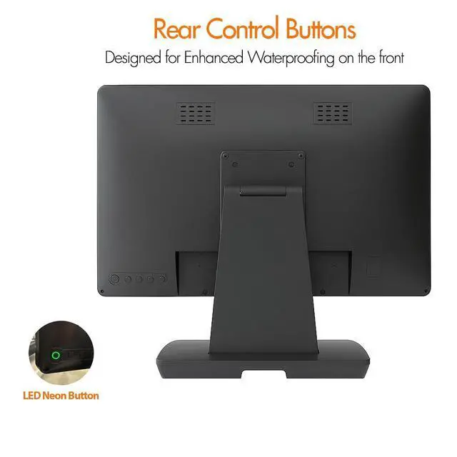 Alt view image 5 of 7 - 19 Inch 16:10 Touchscreen POS Monitor, LED Backlit 10 Points Multi-Touch HDMI VGA, 1440 x 900, True Flat Seamless Water & Dust Proof Front Screen, for Office, Retail, Restaurant, Bar, Gym, Warehouse