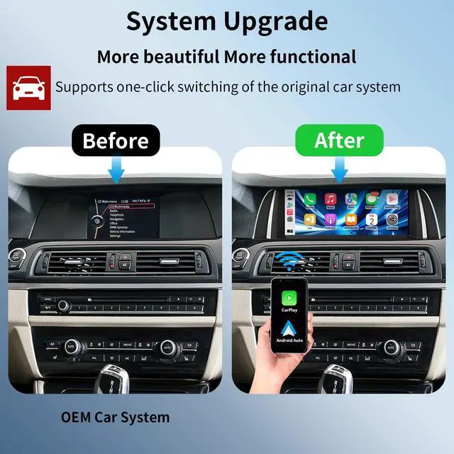 Alt view image 2 of 7 - 10.25 Inch Wireless CarPlay/Android Auto Touchscreen for BMW 5 Series F10/F11 2010-2011 Year with CIC System, Car Radio Receiver, Multimedia, Bluetooth, Car Stereo