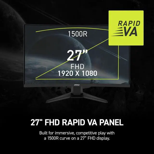 Alt view image 2 of 7 - MAG 275CF X24 27-inch 1920 x 1080 (FHD) Gaming Monitor, 240Hz, AMD FreeSync Premium, HDR Ready, HDMI, VGA Port, VESA, Tilt, 0.5ms, Black