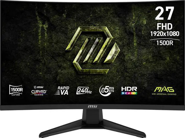 Main image of MAG 275CF X24 27-inch 1920 x 1080 (FHD) Gaming Monitor, 240Hz, AMD FreeSync Premium, HDR Ready, HDMI, VGA Port, VESA, Tilt, 0.5ms, Black