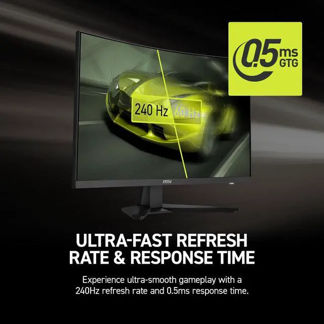 Alt view image 3 of 7 - MAG 275CF X24 27-inch 1920 x 1080 (FHD) Gaming Monitor, 240Hz, AMD FreeSync Premium, HDR Ready, HDMI, VGA Port, VESA, Tilt, 0.5ms, Black