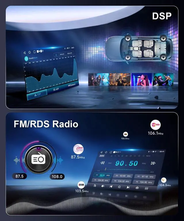 Alt view image 7 of 7 - DSP 2G+64G Radio for Chevy Silverado SSR Tahoe 2003-2006,GMC Siera Yukon 2003-2006,Hummer H2 2003-2007 Car Stereo,Wireless Carplay Android Auto,Touch Screen,GPS,Bluetooth,FM/RDS,SWC Backup Camera