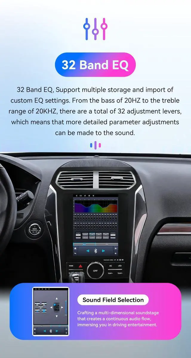 Alt view image 4 of 7 - Android 14 Car Stereo for Ford Explorer (2011-2019), 8Core 4G+64G GPS Navigation with 9.7 inch QLED Touchscreen via Carplay Android Auto EQ SWC Bluetooth5.4 USB TPMS OBD2