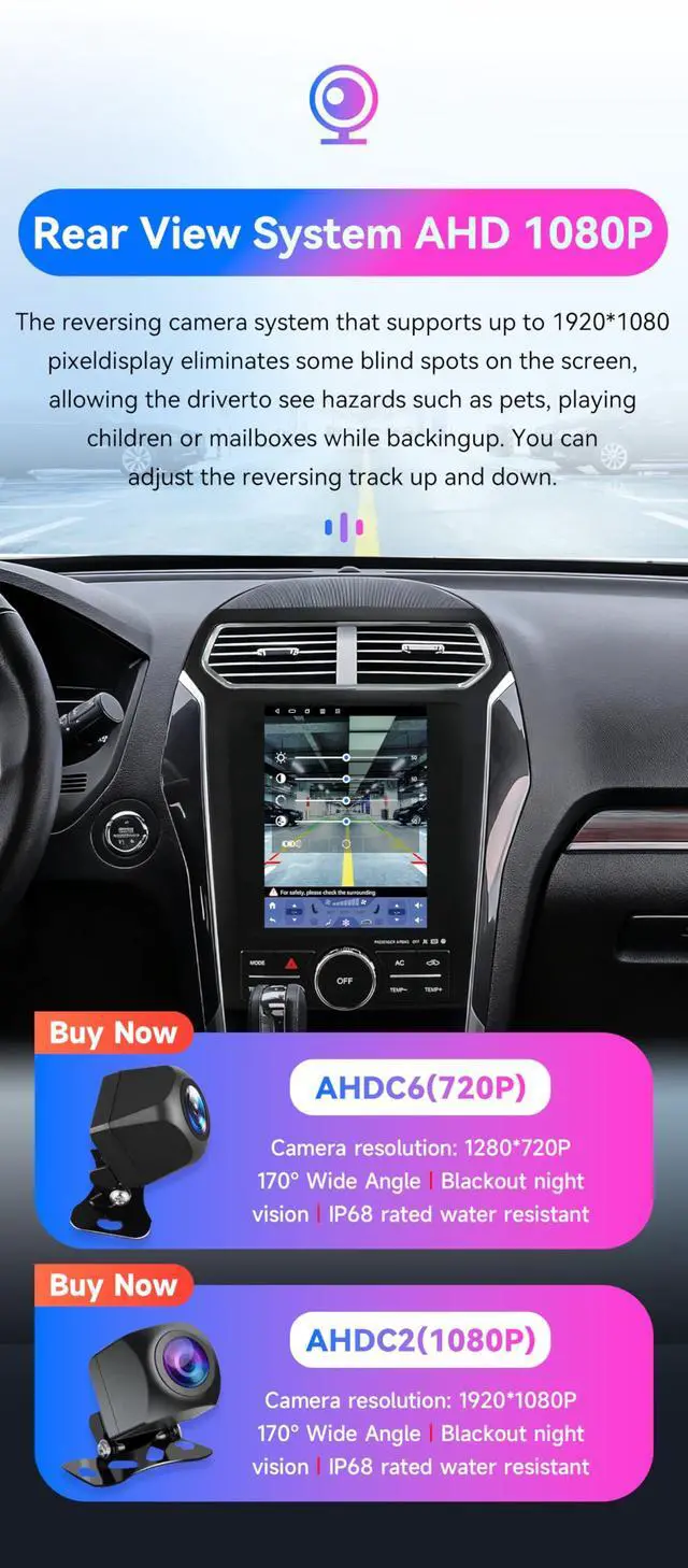 Alt view image 6 of 7 - Android 14 Car Stereo for Ford Explorer (2011-2019), 8Core 4G+64G GPS Navigation with 9.7 inch QLED Touchscreen via Carplay Android Auto EQ SWC Bluetooth5.4 USB TPMS OBD2