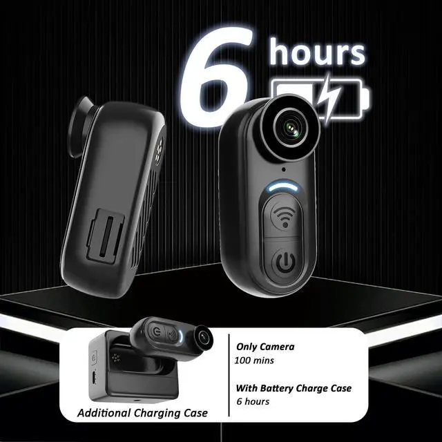 Alt view image 3 of 7 - Body Camera 4K Mini, Wearable POV Action Cam with Audio & Video Recording 64GB, IPX7 Waterproof, 6-Axis Stabilization, Hands-Free Thumb Cameras for Cycling, Vlogging, Travel & Outdoor Activities