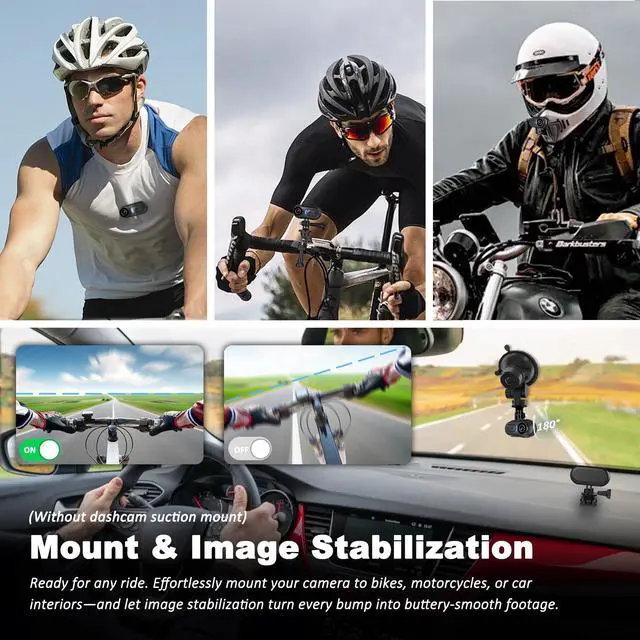 Alt view image 5 of 7 - Body Camera 4K Mini, Wearable POV Action Cam with Audio & Video Recording 64GB, IPX7 Waterproof, 6-Axis Stabilization, Hands-Free Thumb Cameras for Cycling, Vlogging, Travel & Outdoor Activities