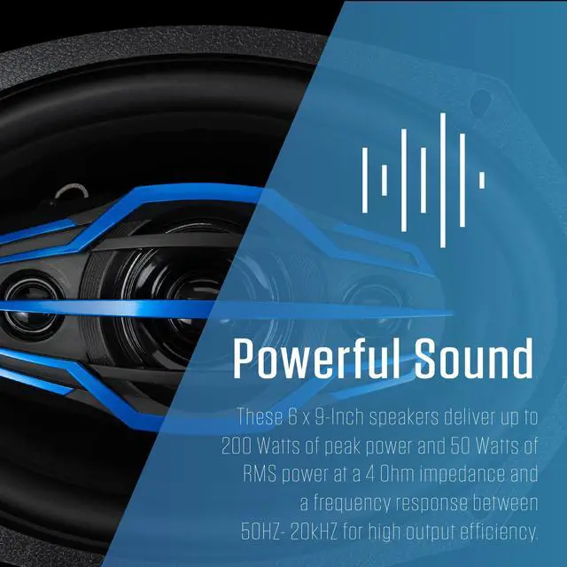 Alt view image 3 of 7 - JS6904 6x9 4-Way Car Speakers Pair 200W Peak 50W RMS Coaxial Set | 58mm Mylar balanced dome midrange, two 20mm piezo tweeters, high performance 4-way sound, fits standard 6x9 car cutouts