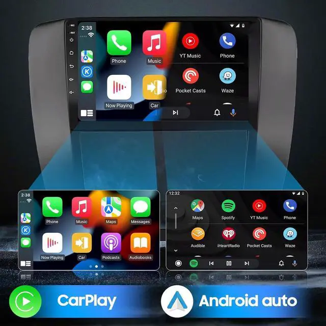 Alt view image 3 of 7 - 9" Car Radio Stereo Kit for GMC Sierra Yukon Tahoe 2007-2013 Silverado 2010-2013, 8 Core IPS Touch Screen with Carplay Android Auto, Bluetooth SWC Backup Camera-Black