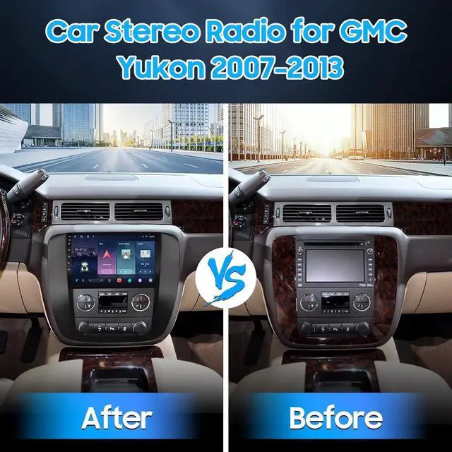 Alt view image 2 of 7 - 9" Car Radio Stereo Kit for GMC Sierra Yukon Tahoe 2007-2013 Silverado 2010-2013, 8 Core IPS Touch Screen with Carplay Android Auto, Bluetooth SWC Backup Camera-Black