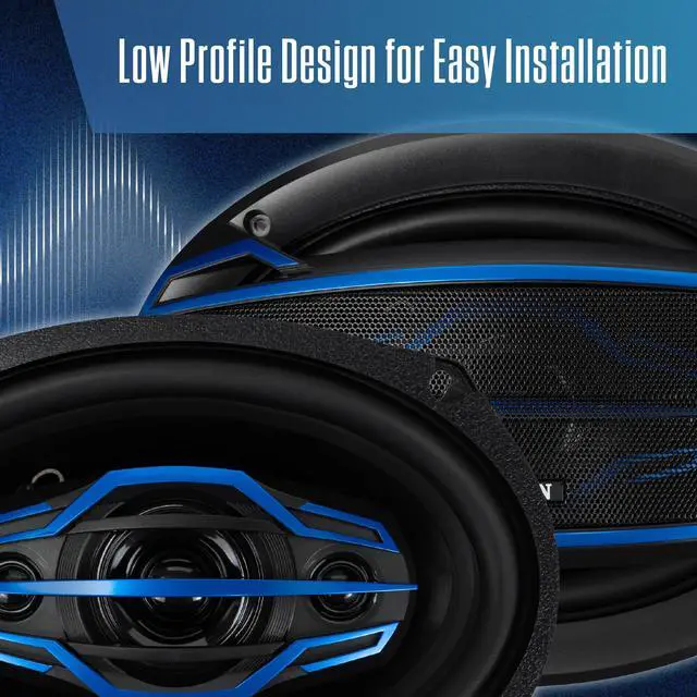 Alt view image 6 of 7 - JS6904 6x9 4-Way Car Speakers Pair 200W Peak 50W RMS Coaxial Set | 58mm Mylar balanced dome midrange, two 20mm piezo tweeters, high performance 4-way sound, fits standard 6x9 car cutouts