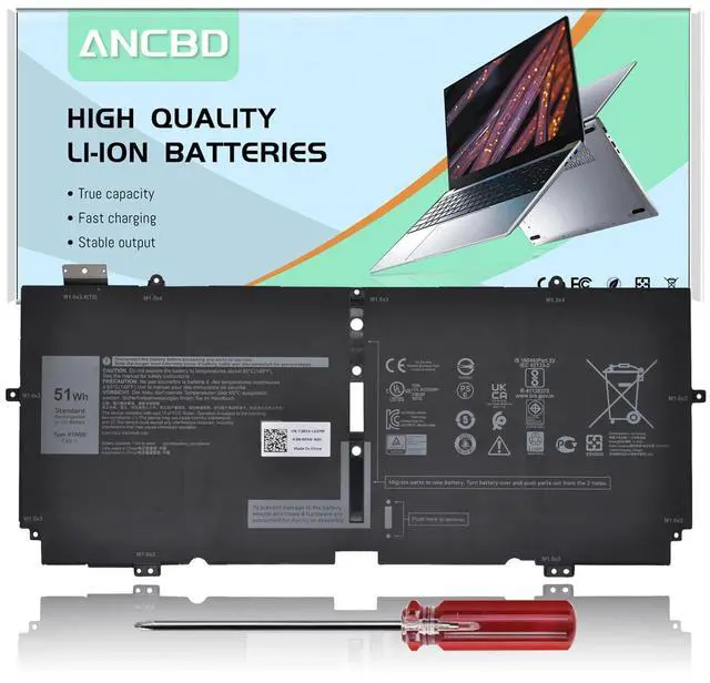 Main image of X1W0D Battery for Dell XPS 13 7390 2-in-1 XPS 13 9310 2-in-1 P103G P103G001 | P103G002 Series Laptop X1WOD 52TWH XX3T7 0XX3T7 MM6M8 0MM6M8 00FDRT 7.6V 51Wh/6375mAh 4-Cells