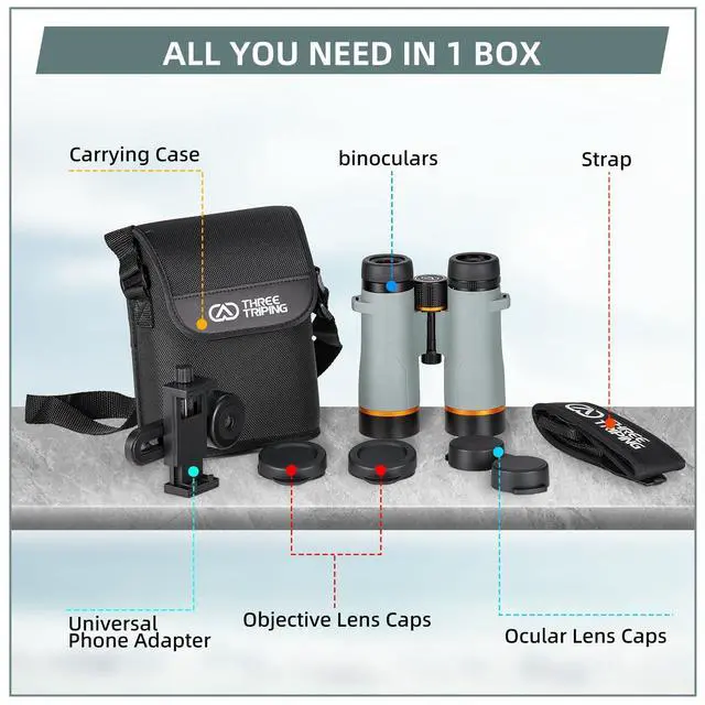 Alt view image 5 of 6 - 10x42 Professional ED Binoculars for Adults High Powered with Binocular Harness Strap, Phone Adapter and Tripod, Large View Waterproof Binoculars for Hunting Bird Watching Cruise Ship Travel Hiking