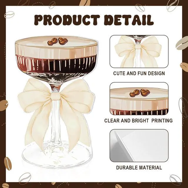 Alt view image 3 of 7 - 4 FT Espresso Martini Decorations Martini Bow Cardboard Cutout | A Tini Bit Older Birthday Cutout Stand for Women Bar Bachelorette Bridal Shower Wedding Party Decor