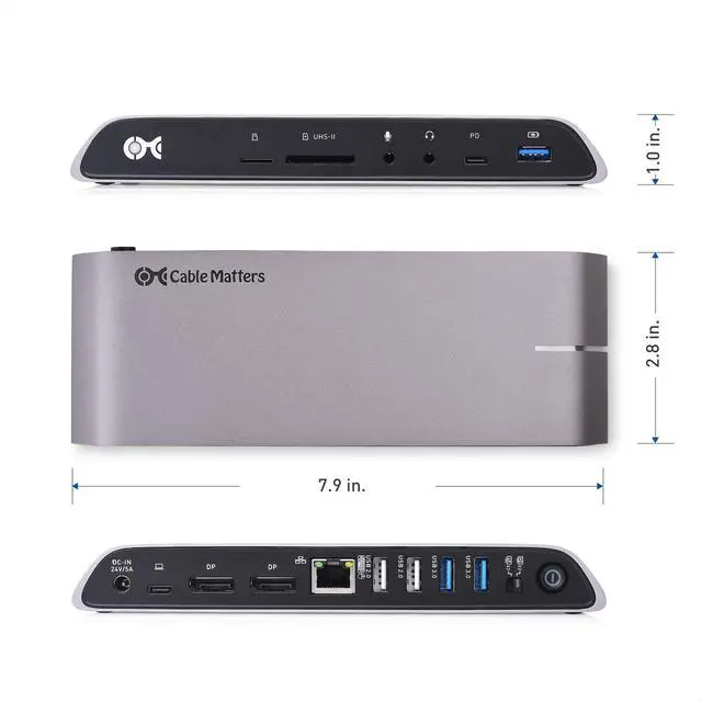 Alt view image 4 of 7 - USB C Dock for Windows, Dual 4K DisplayPort, 80W Charging | SD Card Slot, Gigabit Ethernet, 10Gbps USBA/USBC Ports, Compatible with Thunderbolt 4/USB4