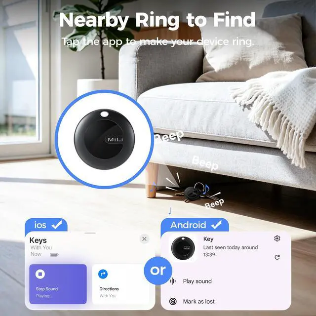 Alt view image 2 of 6 - MiTag Duo Air Tracker Tag Work for iOS and Android | Certified by Apple Find My and Google Find Hub, IP67 Waterproof Smart Bluetooth Tracker for Keys, Luggage, Suitcase, Backpack
