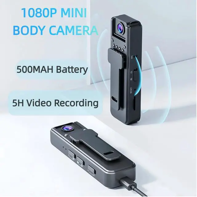 Alt view image 4 of 7 - 1080P HD Mini Body Camera, Small POV Cam with 4HR Battery and Night Vision Wearable Security Cam with Motion Detection,Loop Recording Body Cam for Meeting, Guard, Personal Recording
