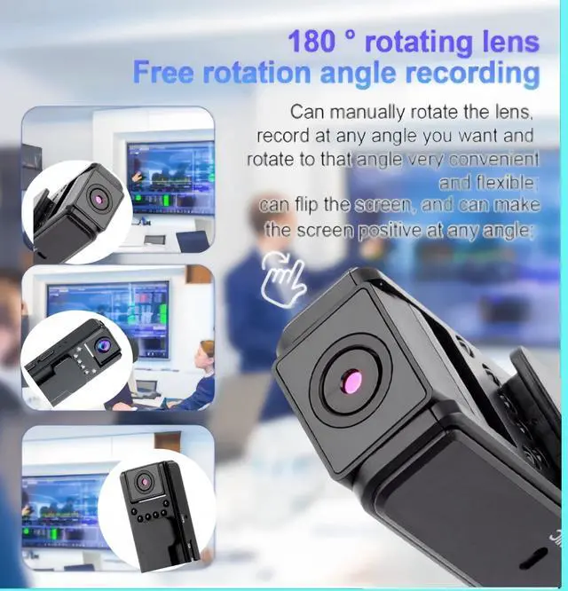 Alt view image 5 of 7 - 1080P HD Mini Body Camera, Small POV Cam with 4HR Battery and Night Vision Wearable Security Cam with Motion Detection,Loop Recording Body Cam for Meeting, Guard, Personal Recording