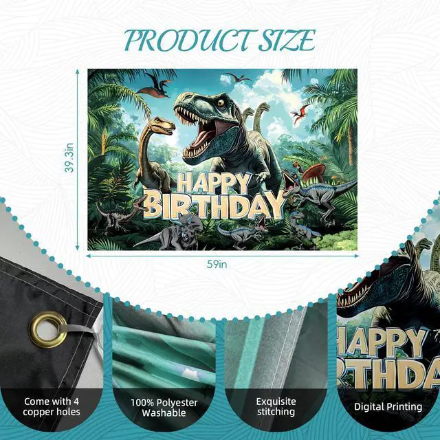 Alt view image 2 of 6 - Dinosaur Birthday Party Decorations with Backdrop | High-Density Balloons Set for Jurassic World Theme Party Supplies and Dino Park Celebration Events