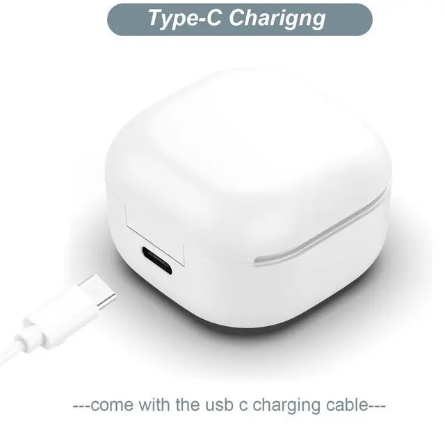 Alt view image 4 of 6 - Charging Case for Galaxy Buds FE, Replacement Charger Battery Case 600mAh for Samsung Galaxy Buds FE (White)