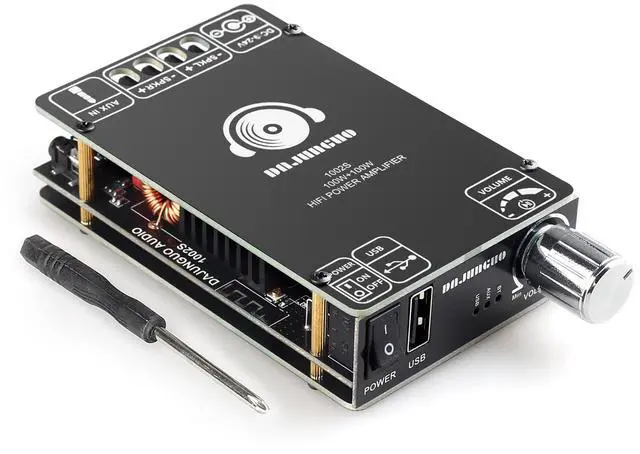 Main image of DAJUNGUO 1002S 2.0 Bluetooth Amplifier Board with Dual TPA3116D2 Chips, 100W+100W Power Output, Wide Voltage Range of 9-24V DC, Bluetooth/USB/3.5mm AUX Input Modes Supported