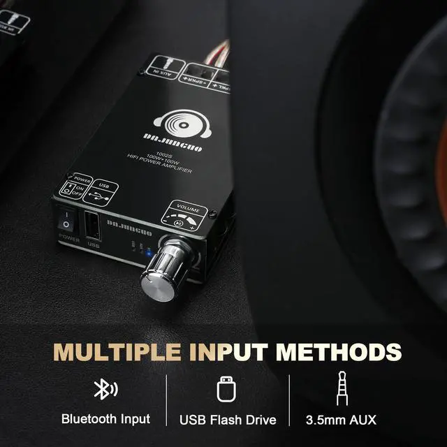 Alt view image 5 of 7 - DAJUNGUO 1002S 2.0 Bluetooth Amplifier Board with Dual TPA3116D2 Chips, 100W+100W Power Output, Wide Voltage Range of 9-24V DC, Bluetooth/USB/3.5mm AUX Input Modes Supported