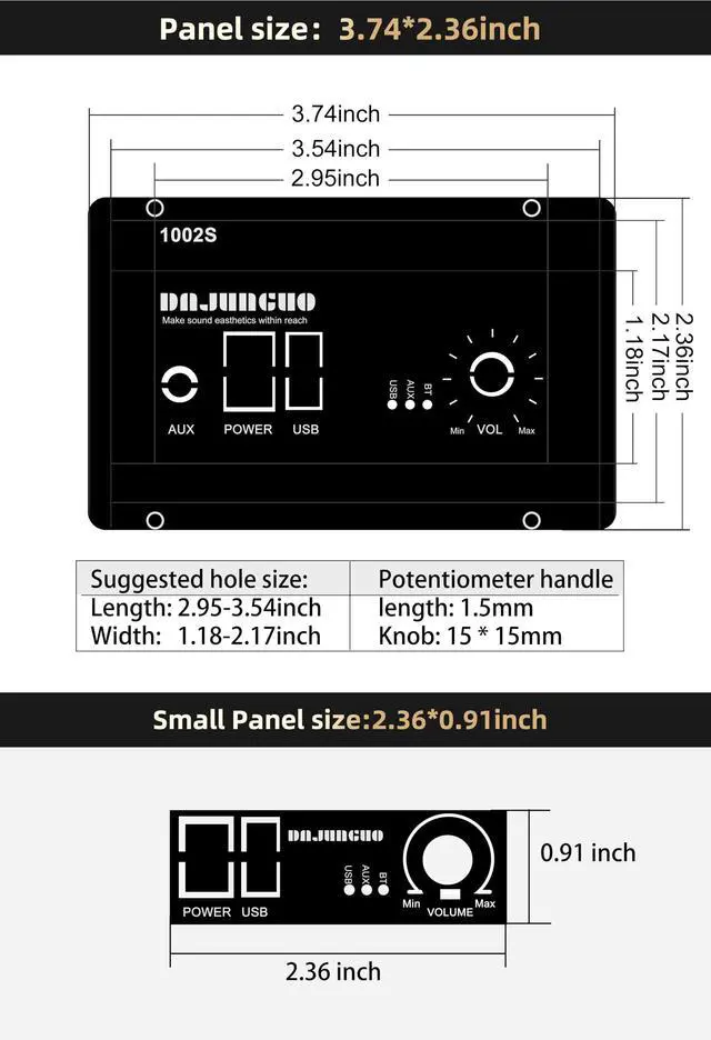 Alt view image 7 of 7 - DAJUNGUO 1002S 2.0 Bluetooth Amplifier Board with Dual TPA3116D2 Chips, 100W+100W Power Output, Wide Voltage Range of 9-24V DC, Bluetooth/USB/3.5mm AUX Input Modes Supported