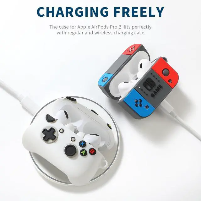 Alt view image 7 of 7 - for Airpods Pro 2nd Generation Case, Funny 3D Cartoon Game Controller Design Silicone Soft Cases with Keychain