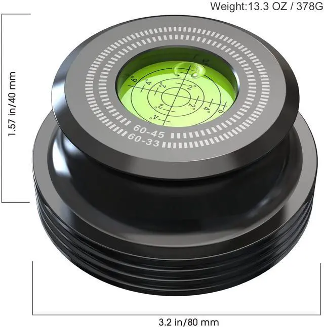 Alt view image 3 of 3 - Record Weight Stabilizer,60Hz Vinyl Turntable Clamp, 60HZ 378g LP Disc Stabilizer Turntable Disc with Bubble Leveling for Vibration Balanced (Black,60HZ)