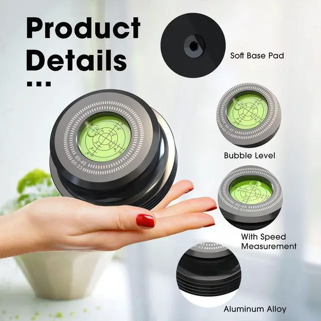 Alt view image 2 of 3 - Record Weight Stabilizer,60Hz Vinyl Turntable Clamp, 60HZ 378g LP Disc Stabilizer Turntable Disc with Bubble Leveling for Vibration Balanced (Black,60HZ)
